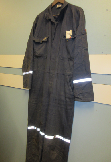 Figure 5. A miner’s work suit (lompen) hanging near the entrance to mine 3. Note the reflective bars on the suit to facilitate seeing fellow miners in the depths (and darkness) of the mine. Photo by the author.