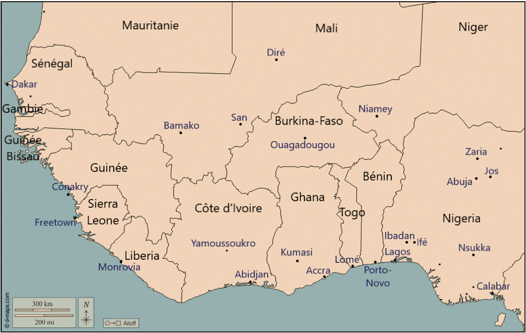 Figure 1 : Carte de l’Afrique de l’Ouest