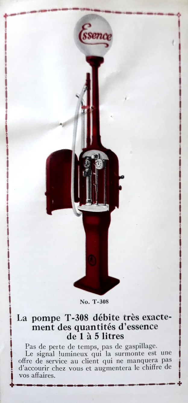Figure 5 : Publicité pour la pompe T-808 de la marque Gilbert & Baker, jointe à la demande d’installation de M. Suchet. Source : ADCO SM 16895, 1922, dossier relatif au dépôt de M. Suchet à Nuits-Saint-Georges